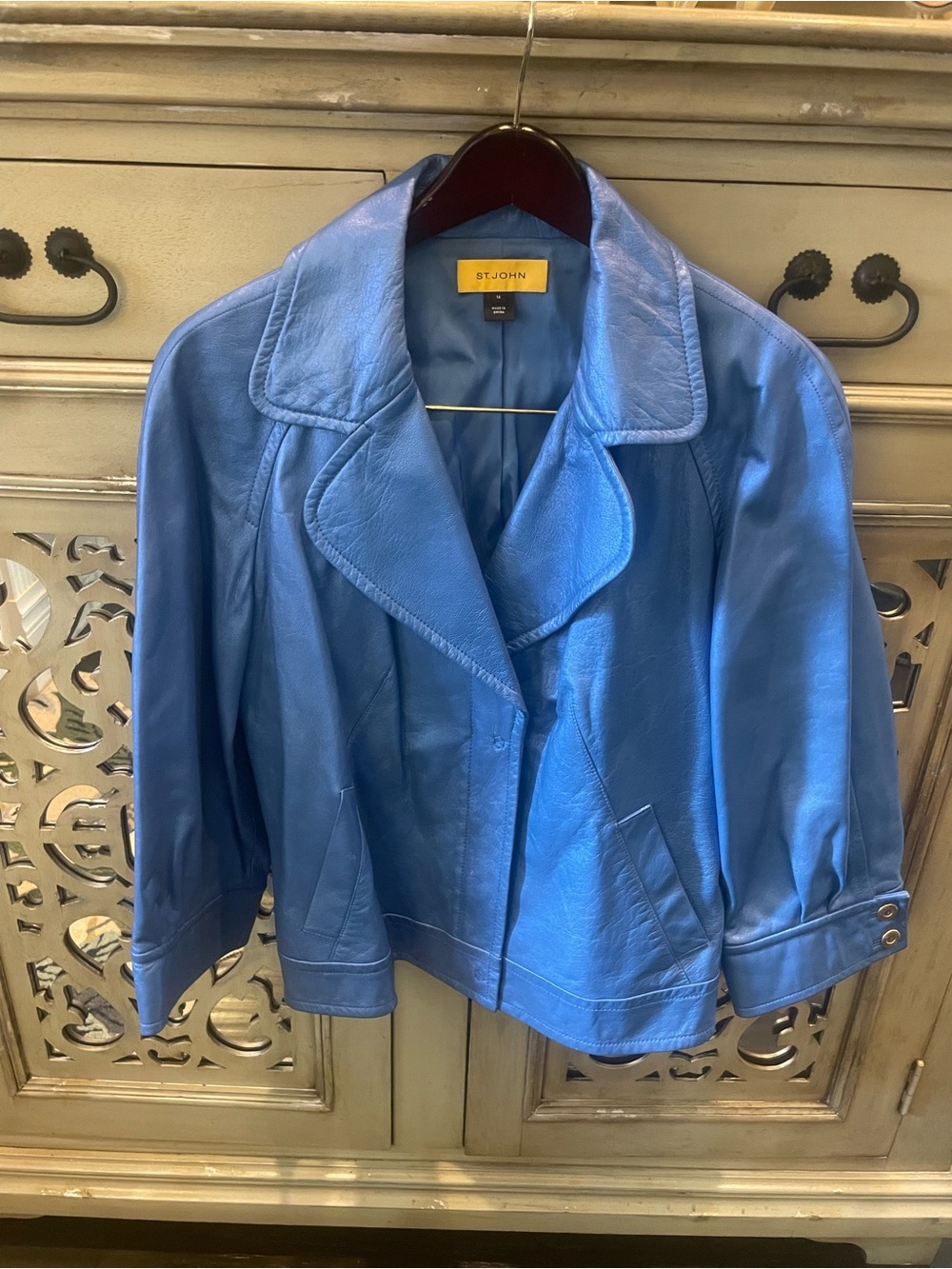 St. John Women's Blue Leather Jacket